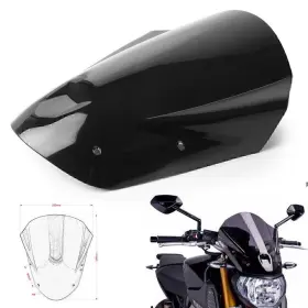 65yf605-606 22shopde Windshield Windscreen With Bolts Bracket For Yamaha Mt09 Fz09 2013-16 14 15 Black