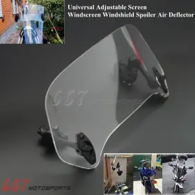 Us-ww-412-cl 667motosports Motorcycle Clip-on Windshield Windscreen Extension Spoiler Air Deflector Clear