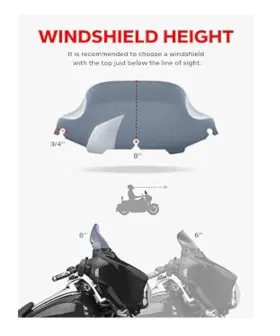 Live4fun Amazicha 8 Inch Smoke Wave Windshield Windscreen Compatible For 1996-2013 Harley