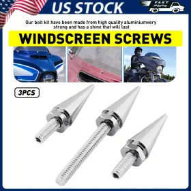 Gzls-eg-14-22 Auxito 3x Windshield Bolts Silver Trim Spikes For 2014-on Harley Davidson Street Glide