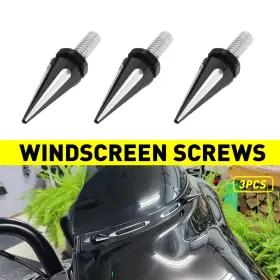 Gzls-eg-96-13bw Auxito 3x Impaler Spike Black&white Windshield Bolts For Harley Electra Glide 1996-2013