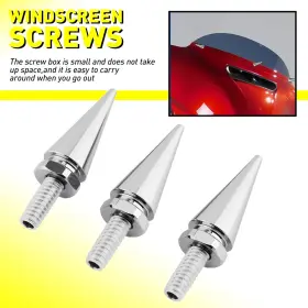 Gzls-eg-96-13s Auxito 3pcs Fit 1996-2013 Harley Electra Glide Spike Billet Windscreen Bolts Silver Kit