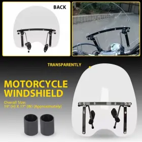 Pri11216 Auxito 19 Inch X17 Clear Motorcycle Windshield Universal Fit 7/8 1 1.25 Handlebar Exd