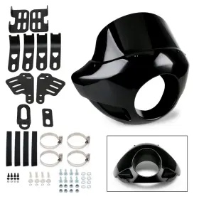 Fp-324-blk Bruce&shark Windshield Headlight Fairing Fit For 35mm-49mm Forks 5.75 Inch Sportster