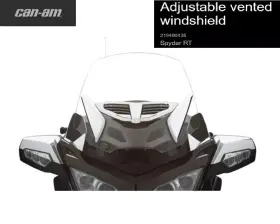 219400435 Can-am Spyder 10ft-19ft Rt-s/ltd 25 Inch Adjustable Vented Clear Windshield