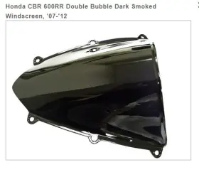 Ws-h-3a-ds Chrome Glow Honda Cbr 600rr Dark Smoke Double Bubble Replacement Windshield Ft07-ft12