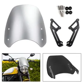 Win-d506-sil Darupsun Windshield Windscreen Wind Defector Protection For 15-18 Ducati Scramblersilver