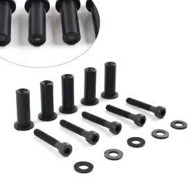 Flashbuyeasyusa 550746402663 5pcs Windshield Bolts Screws Nut Kit For Harley Road Glide Motorcycle Black