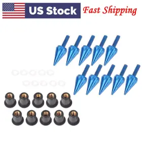 Goodnewstoreusa 550717691843 For Yamaha Kawasaki Honda Windscreen Windshield Spike Bolts Blue 10pcs