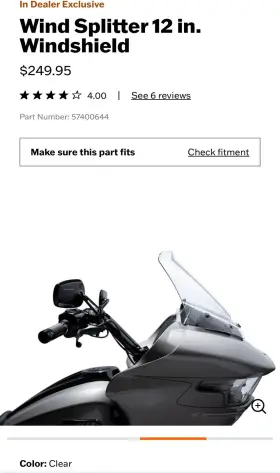 57400644 Harley-davidson Wind Splitter 12 Inch Windshield. Fits 2023 And Later Models 200