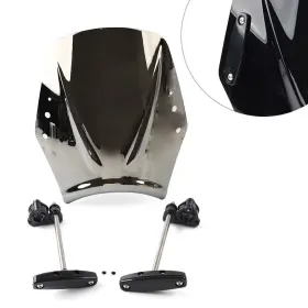 Hukyu 550735857047 Universal Motor Windshield Wind Screen Deflector Shield Silver Us