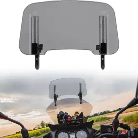 Kmf0311-03505-sk Kemimoto Motorcycle Windshield Extension Aluminum Adjustable Wind Deflector Smoke Gray