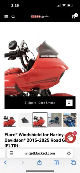 Kw05-01-0326 Klock Werks Flare Windshield 9 Inch Dark Smoke Sport