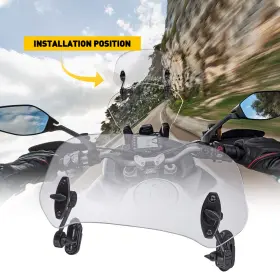 Lionauto Ws-117-tk980clear #auto Universal Motorcycle Adjustable Windscreen Spoiler Extension Wind Deflector Clip
