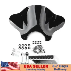 Win-005-smoke Madhornets Universal Motorcycle Cruiser Windshield Windscreen With Mounting Kit Smoke Usa
