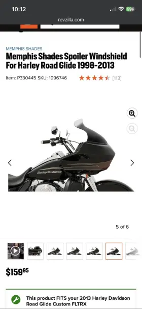 2310-0608 Memphis Shades Spoiler Windshield For Harley Road Glide 1998-2013