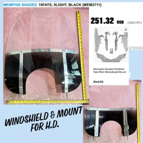 Mem3711 Memphis Shades Hd Fats Clear And Blk Windshield 9 Inch Headlight With Mount Hrdw