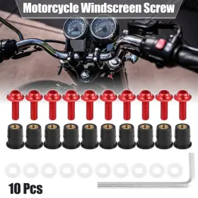 Motoforti 782685781114 10pcs M5 5mm Motorcycle Windscreen Screws Fairing Bolt Red