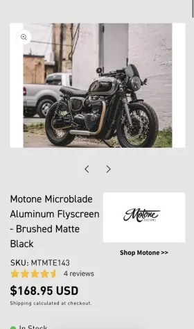 Mtmte143 Motone Microblade Aluminum Fly Screen - Matte Black For Triumph Motorcycles