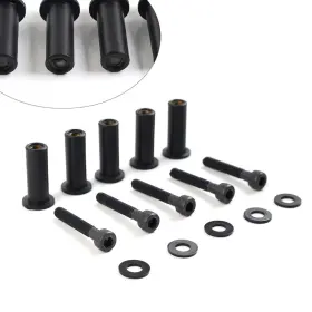 Obox 550744780664 Black Front Windshield Bolts Screws Nut Kit Fit Harley Road Glide