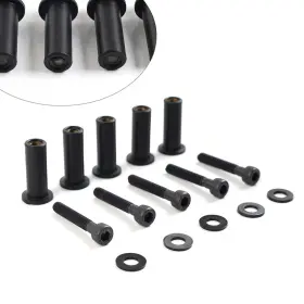 Obox 550746309351 Black Front Windshield Bolts Screws Nut Kit Fit Harley Road Glide
