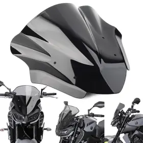 Wel-65yf812-4 Onegogogo Motorbike Black Windshield Double Bubble Deflector For Yamaha Mt-09 Fz09 17-20
