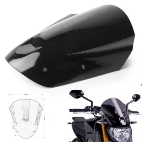 Fz09 Onlyonee 163892471201 Smoke Dark Windshield Windscreen With Bracket And Bolts For Yamaha Mt09 13-16