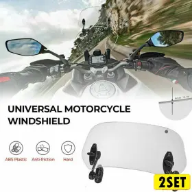Peakparts 824006851332 2x Clip On Motorcycle Windshield Extension Spoiler Wind Screen Deflector Univers