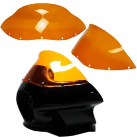 705011 Powerjames 8 Inch Orange Windshield Windscreen For Harley Touring Softail Dyna With Fxrt Fairings