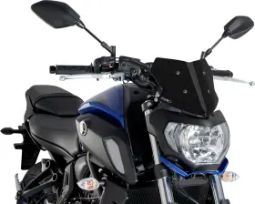 9666c Puig Hi-tech Parts Naked Sport Windscreen - 9 Inch Carbon Yamaha