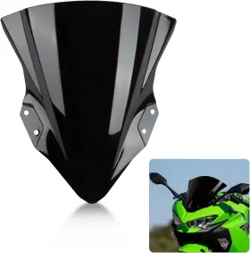 Ws-095-k049x Sport Fairing #spj Windshield For 2018 2019 2020 2021 2022 2023 Kawasaki Ninja 400 Black Windscreen