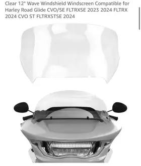 Totiancong 24rg-12win-clear 12 Inch Clear Wave Windshield For 2023-2025 Harley Road Glide Cvo Fltrx Fltrxse