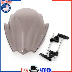 Win-013-smoke Vipjq Universal Motorcycle Windshield 7/8 Inch And 1 Handlebar Mount For Harley Smoke