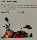 Victory Empulse Tt Short Windshield 2881600 New. Price: $143.00.