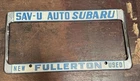Nos Sav-u Subaru Fullerton California License Frames Brat Xt Dl Gl Wagon Jdm New. Price: $124.99.